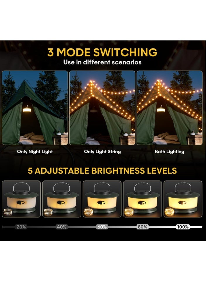 Rechargeable Camping String Lights 20 Meter, Retractable with 20s Quick Storage, USB-C Powered, IPX4 Waterproof, 5 Lighting Modes - Image 5